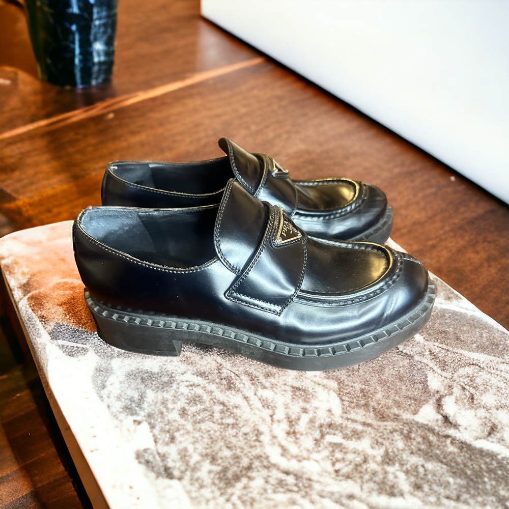 Authentic Prada Women's Triangle Logo Loafers Spa… - image 5